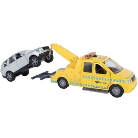 Afsleepwagen m/auto licht geluid die cast pull back 26cm Voertuigen
