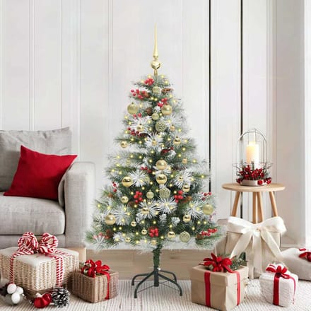 vidaXL - Kunstkerstboom - Groen - en - wit - 150 - cm - PVC - en - Metaal - en - Plastic