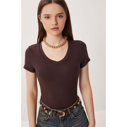 Basis V-hals Slim Fit T-shirt