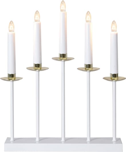 Star Trading LED kaarsenhouder 'Greta', 5-vlammig, wit, E10-lamp, warm wit, H 37 cm, B 31 cm