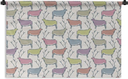 Wandkleed - Wanddoek - Patronen - Hert - Beige - 60x40 cm - Wandtapijt