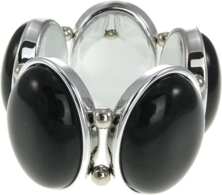 Behave - Elastische armband met zwarte stenen - Klassiek avondaccessoire