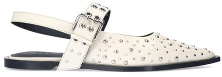 Sacha - Dames - Off white leren slingbacks met studs en gesp - Maat 36