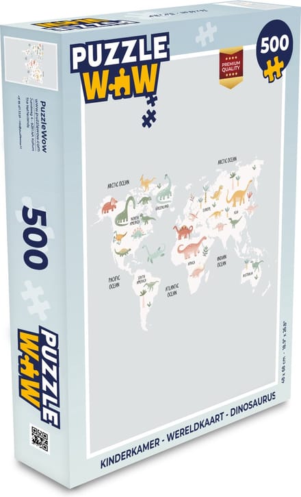 Puzzel Kinderkamer - Wereldkaart - Dinosaurus - Legpuzzel - Puzzel 500 stukjes
