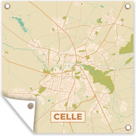 Tuindoek Plattegrond - Celle - Kaart - Stadskaart - Vintage - 100x100 cm