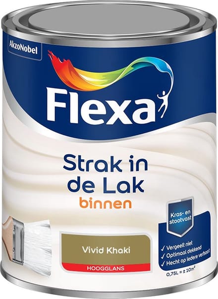Flexa - Strak In De Lak Binnenlak Hoogglans - Vivid Khaki - Mengverf - 750 Ml