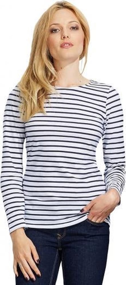 Gestreept dames matrozen/dorus t-shirt wit/blauw L