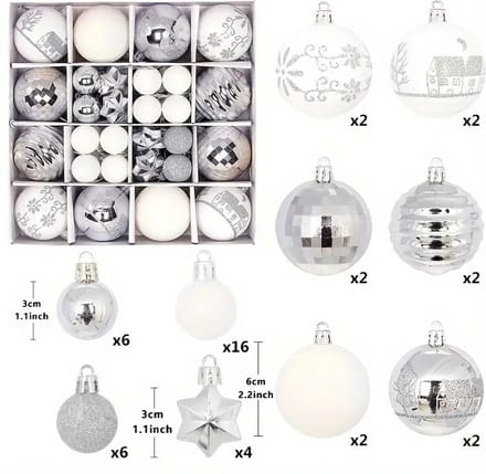 Nivard Kerstballen - Kerstversiering - Plastic - Mix 6- Kerstballenset - 44 stuks