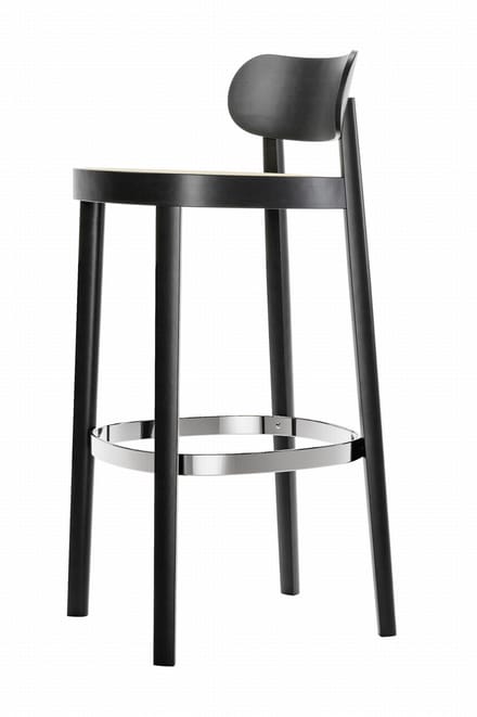 Thonet 118 H / HT Barkruk - Beuken zwart gebeitst - H 84 cm