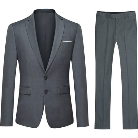 Heren 2-delig slim fit grijs pak met twee knopen