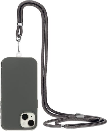 Mobiparts Siliconen hoesje met koord voor de Apple iPhone 14 Grijs