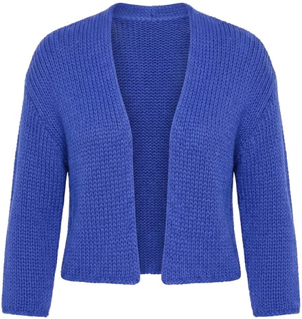 Angel of Style - Dames - Jas met opengewerkt breisel oversized open silhouet - Blauw - Maat 46+