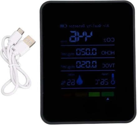 Luchtkwaliteitsmonitor - CO2 meter - Binnenhuis Meten - 5-in-1 Detector - 106 Gram - Wit