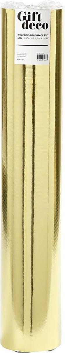 Creotime Cadeaupapier 50 Cm 100 M 65 G Metallic Goud