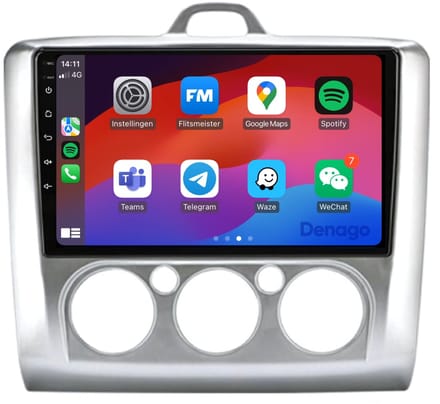 CarPlay autoradio geschikt voor Ford Focus | 2005 t/m 2010 | Android 16 | Draadloos Apple CarPlay & Android Auto | 2GB + 32GB | QuadCore processor | Denago DNG-A84 | 2025 model | 2005 2006 2007 2008 2009 2010 | Bluetooth & Wifi