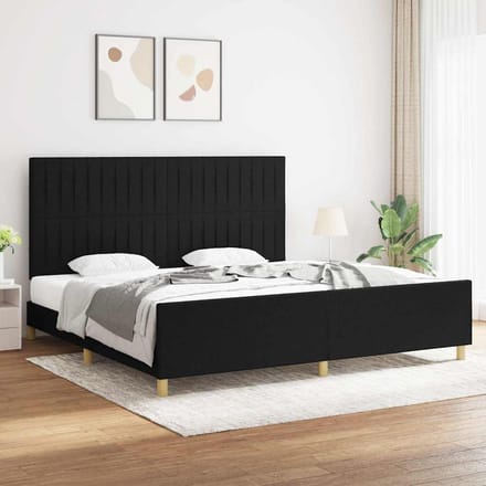 vidaXL - Bedframe - zonder - matras - stof - zwart - 200x200 - cm