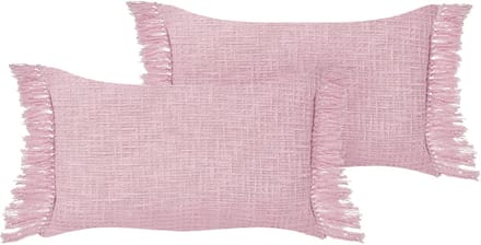TANSY - Sierkussen set van 2 - Roze - 40 x 60 cm - Katoen