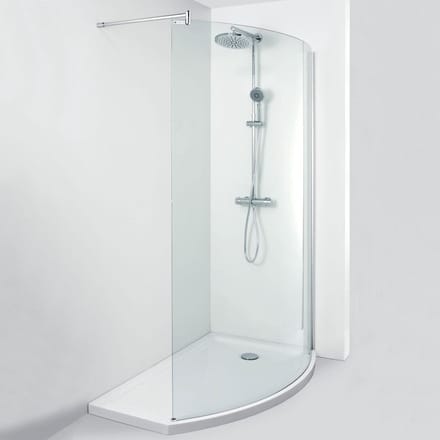 Inloopdouche Allibert Walk-In Wings Gebogen Rechts 140x210cm Antikalk 8mm Helder Glas