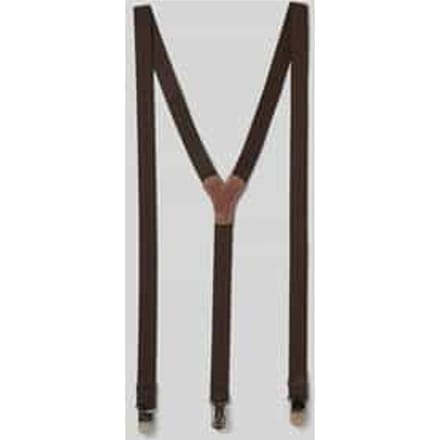 Merkloze Heren Bretels - 25mm Band, Leer, Jumbo Clips, Bruin