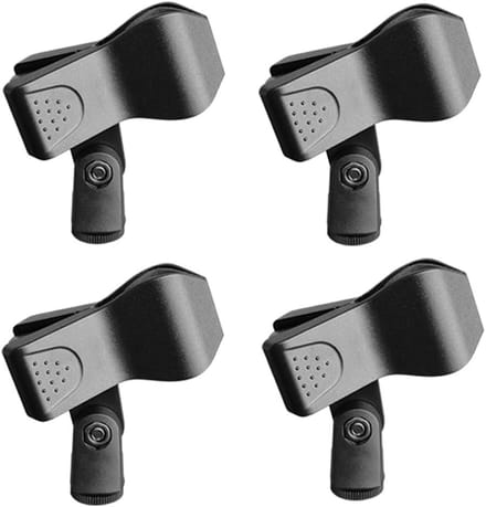 Famanu 4 stuks microfoonklemmen, microfoonbehuizing, microfoonhouder, microfoonclip, houder voor microfoonclip, compatibel met de meeste bekabelde en draadloze microfoons (zwart)