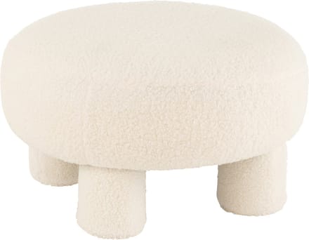 J-Line kruk Rond Teddy voeten Bouclé - textiel - wit