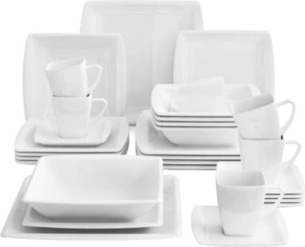 LooMar Serviesset – 30 delig – 6 persoons – Porselein - Luxe - Wit