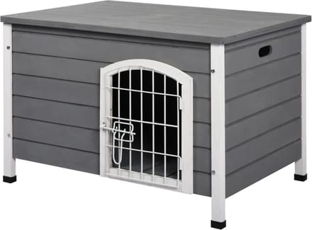 Hondenhok - Buiten - Bench - Ren - Weerbestendig - Kennel - Rek - Grijs