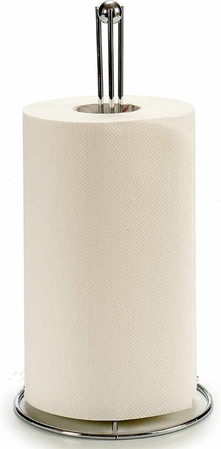 Stijlvolle basic metalen keukenrolhouder rond 15 x 31 cm
