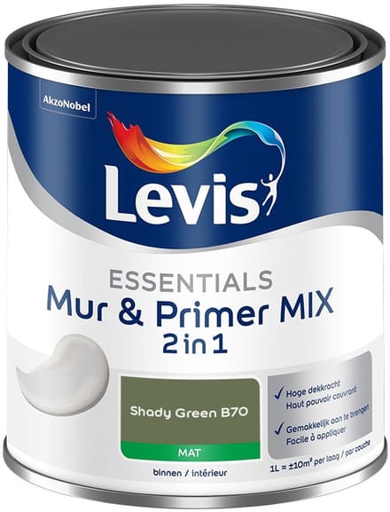 Levis - Essentials Mur & Primer Mix - Shady Green B70 - Mengverf - 1 L