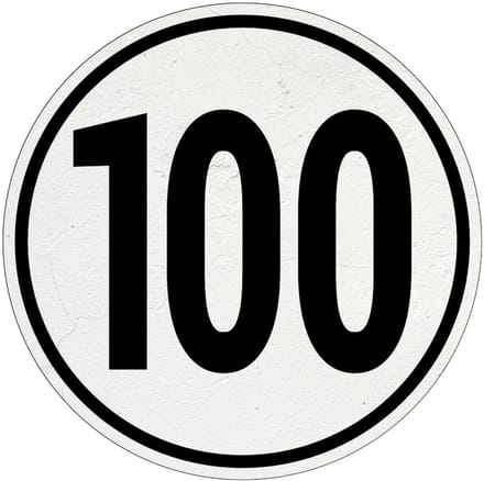 Tempo 100 bord | Sign Again materiaal | 10 cm