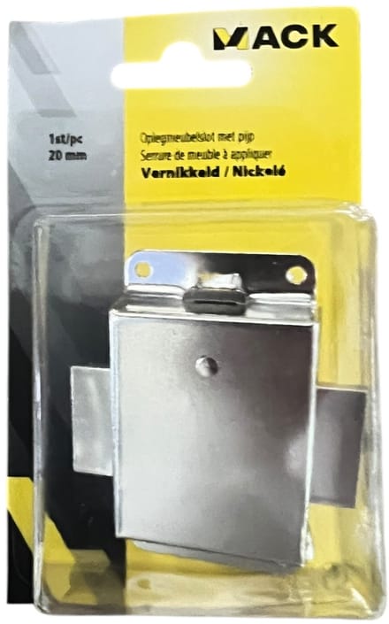 Mack Oplegmeubelslot met Pijp 20mm Vernikkeld Incl Sleutel