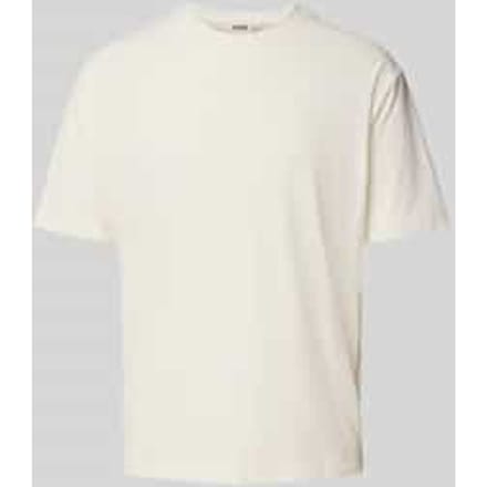 T-shirt met geribde ronde hals, model 'GILBERD'