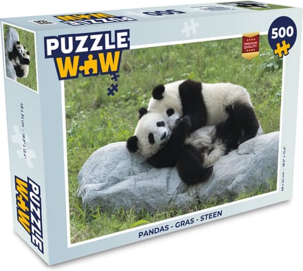 Puzzel Pandas - Gras - Steen - Legpuzzel - Puzzel 500 stukjes