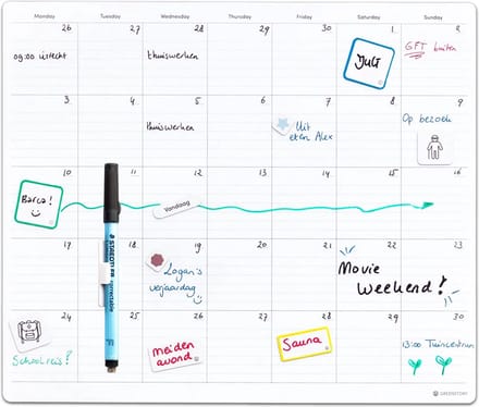 GreenStory - Maand Planbord - Zelfklevend - Sticky Whiteboard - M - met Sticky Pen