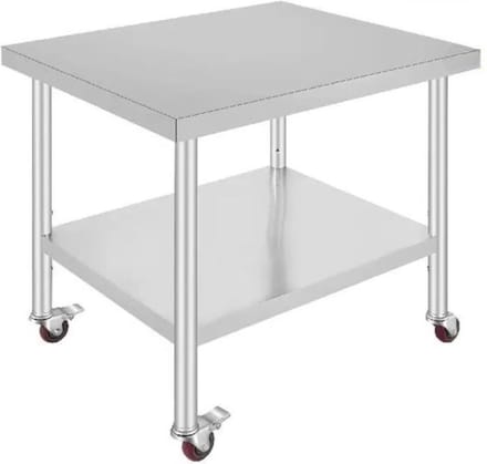 Keuken Werktafel - Commercieel - RVS - Verrijdbaar - Zilver - 95x61cm
