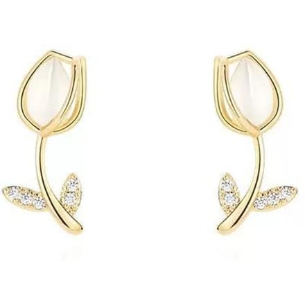 Boucles d'oreilles puces Opale Tulipe Femme or