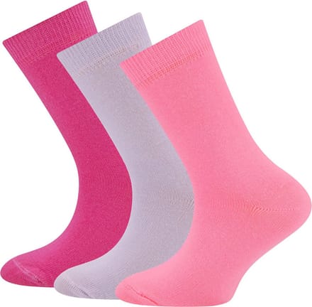 Kindersokken Ewers - 3-Pack - Effen Gekleurd - Lilapaars & Roze & Fuchsia Donkerroze - Elastisch-19/22