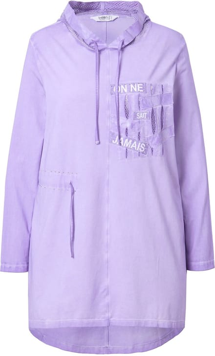 Angel of Style - Dames - Lang sweatshirt oversized capuchon van netstof - Seringpaars - Maat 54