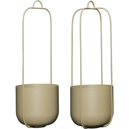 Hubsch set van 2 plantenhangers Lotus Khaki Ø16 x 44cm