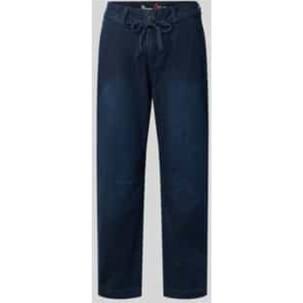 Barrel fit jeans met franjes en vetersluiting