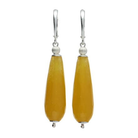 Bela Donaco Oorbellen Art Deco – Gele Jade – Sterling Zilver