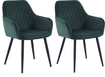 Colenis® - Beverly Eetkamerstoel - Set Van 2 - Groen - Fluweel - Velvet - Industrieel - Met armleuning