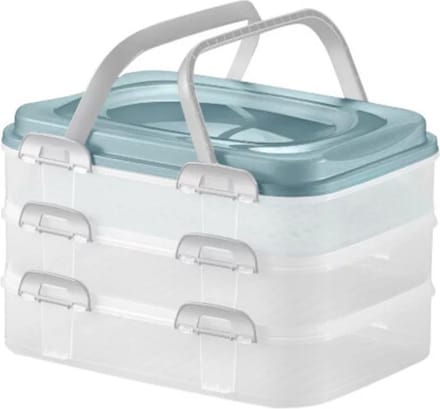 Voedselcontainer Domotti Dolce-mix van drie verdiepingen blauw