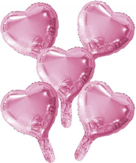 Folieballonnen hartjes set pink (5 stuks)