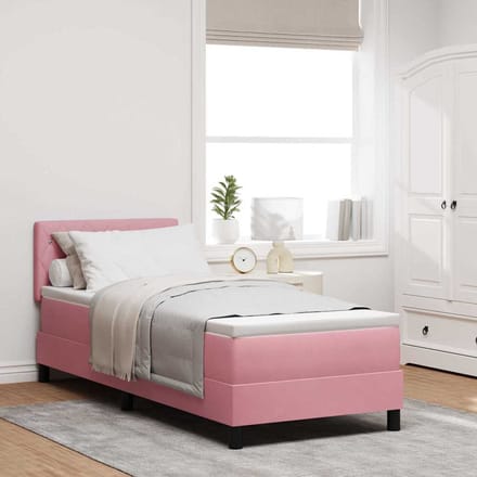 vidaXL - Boxspring - bed - met - matras - Roze - 80 - x - 200 - cm - Fluweel