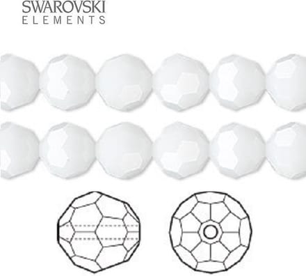 Swarovski Elements, 18 stuks Swarovski ronde kralen, 8mm, white alabaster, (5000)