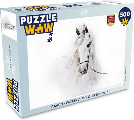 Puzzel Paard - Waterverf - Dieren - Wit - Legpuzzel - Puzzel 500 stukjes