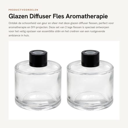 Dailygoods- Diffuser Fles 50ml - 2 Stuks - Lege Glazen Container - Aromatherapie Pot - DIY Geur Accessoires - Transparant Glas