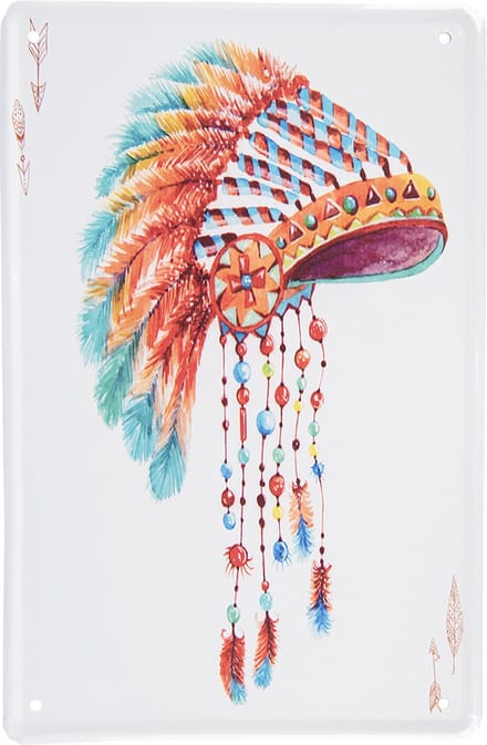 Clayre & Eef Wanddecoratie 20x30 cm Wit Rood Metaal