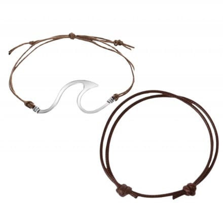 2 armbandjes Koord armband wave bruin - Charme Bijoux